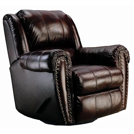 Quick Ship Glider Recliner with Nailhead Trim